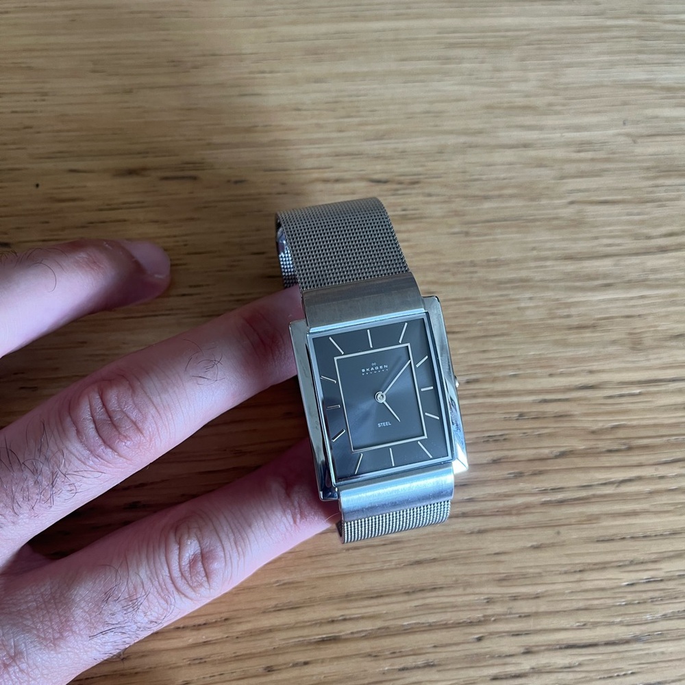 Skagen Black Dial Silver Mesh Watch